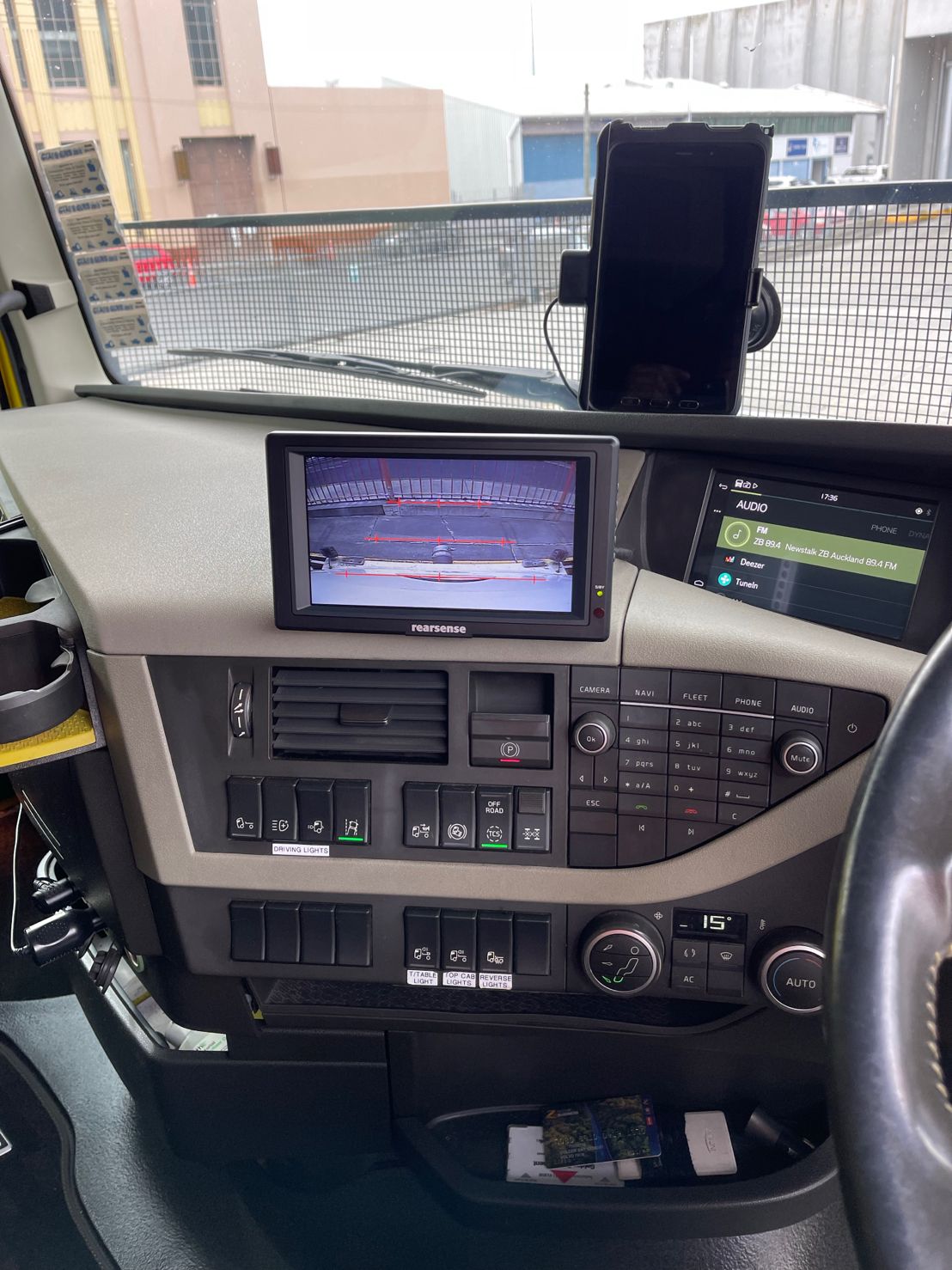Golden Bay Cement truck with in-cab monitor