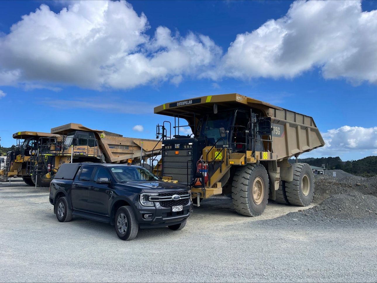 CAT dump truck at Winstones quarry fitted with Guardian fatigue monitoring by Advanced Fleet Installs